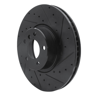 R1 Concepts R1 16-18 BMW X4 Right Front Drilled & Slotted Black Brake Rotor