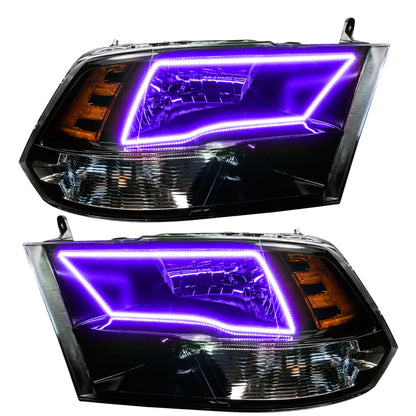 ORACLE Lighting Oracle 09-17 RAM 1500 Quad Pre-Assembled Headlights Blk Housing - w/ Simple Controller