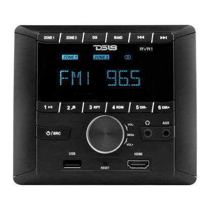 DS18 RV and Trailer Headunit w/ 2.75in LCD screen 2 Zones 4 volts Output HDMI BT RDS 4 x 50 Watts