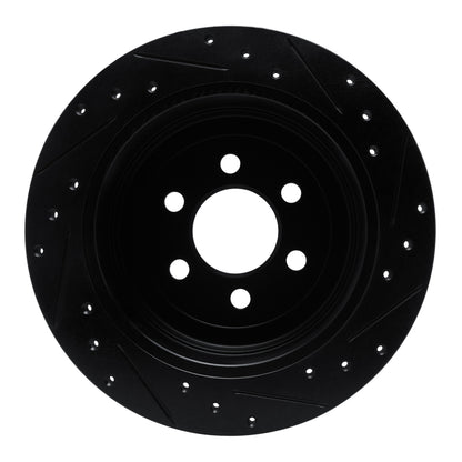 R1 Concepts R1 03-04 Dodge Dakota 4WD Rear Left Drilled & Slotted Black Brake Rotor
