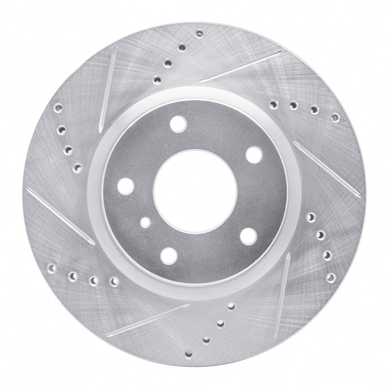 R1 Concepts R1 03-05 Infiniti G35 Front Left Drilled & Slotted Silver Brake Rotor