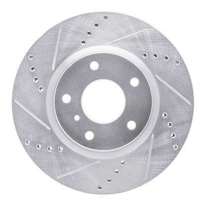 R1 Concepts R1 03-05 Infiniti G35 Front Left Drilled & Slotted Silver Brake Rotor
