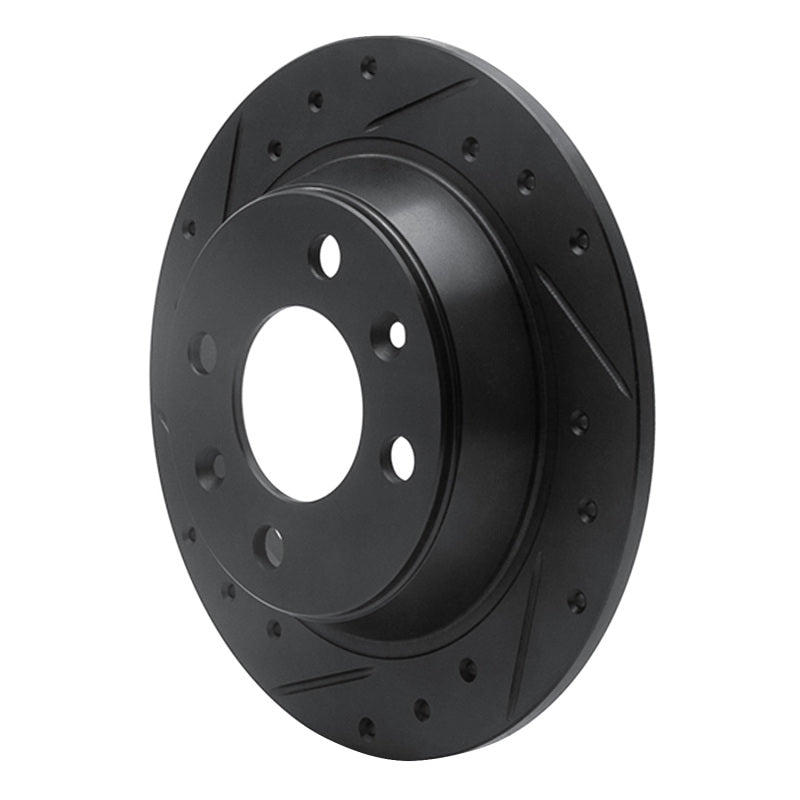 R1 Concepts R1 86-98 Saab 9000 Rear Left Drilled & Slotted Black Brake Rotor