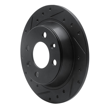 R1 Concepts R1 86-98 Saab 9000 Rear Left Drilled & Slotted Black Brake Rotor