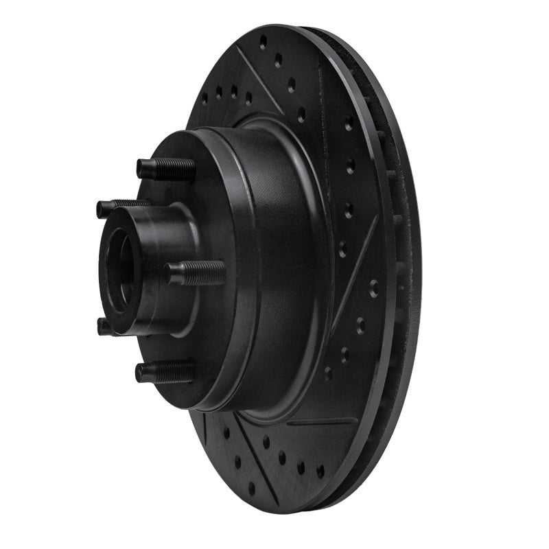 R1 Concepts R1 74-80 Ford Granada Front Right Drilled & Slotted Black Brake Rotor