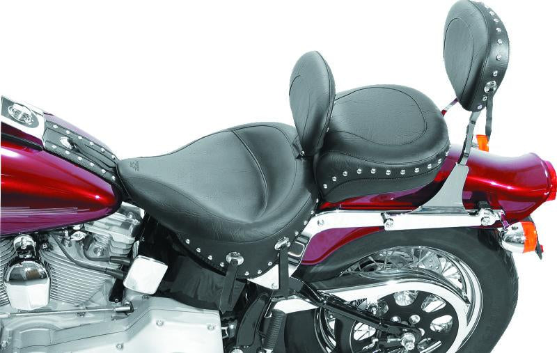 Mustang Motorcycle Mustang 00-15 Harley Softail Std Rear Tire Wide Touring Solo Seat w/Driver Backrest w/Studs - Black