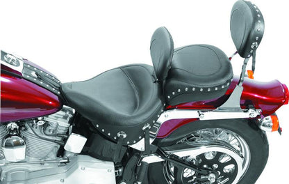 Mustang Motorcycle Mustang 00-15 Harley Softail Std Rear Tire Wide Touring Solo Seat w/Driver Backrest w/Studs - Black