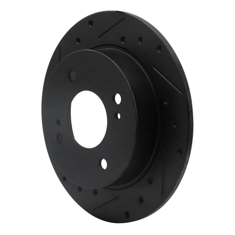 R1 Concepts R1 89-98 Nissan 240SX Rear Left Drilled & Slotted Black Brake Rotor