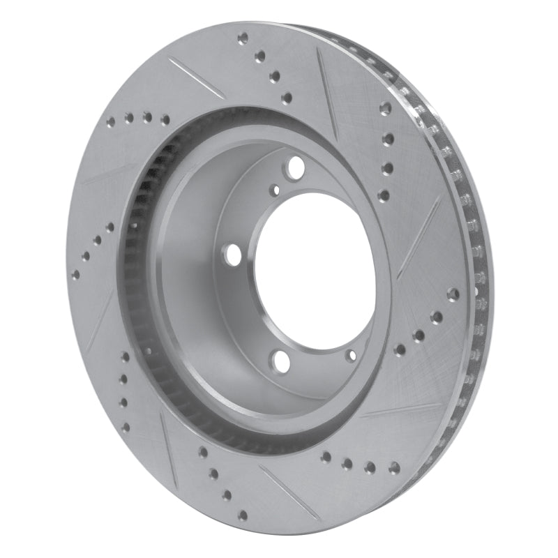 R1 Concepts R1 08-21 Lexus LX570 Front Left Drilled & Slotted Silver Brake Rotor