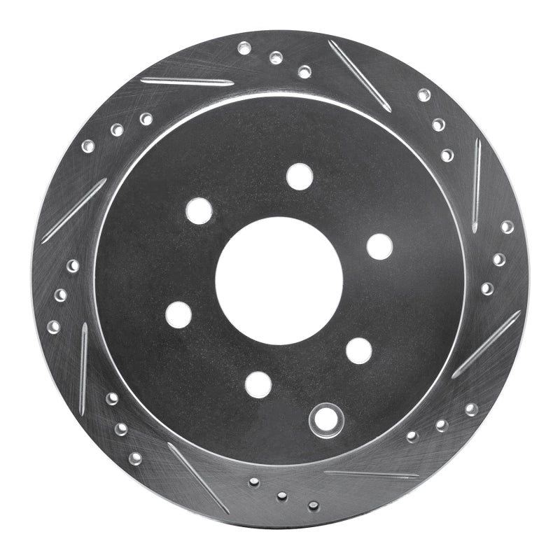 R1 Concepts R1 05-25 Nissan Frontier Rear Right Drilled & Slotted Silver Brake Rotor