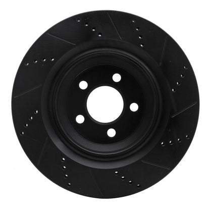 R1 Concepts R1 05-23 Chrysler 300 Rear Left Drilled & Slotted Black Brake Rotor
