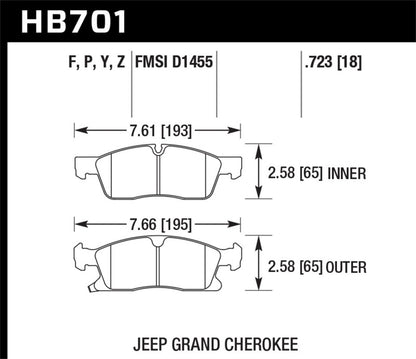 Hawk Performance Hawk 11-12 Dodge Durango / 11-12 Jeep Grand Cherokee HPS 5.0 Front Street Brake Pads