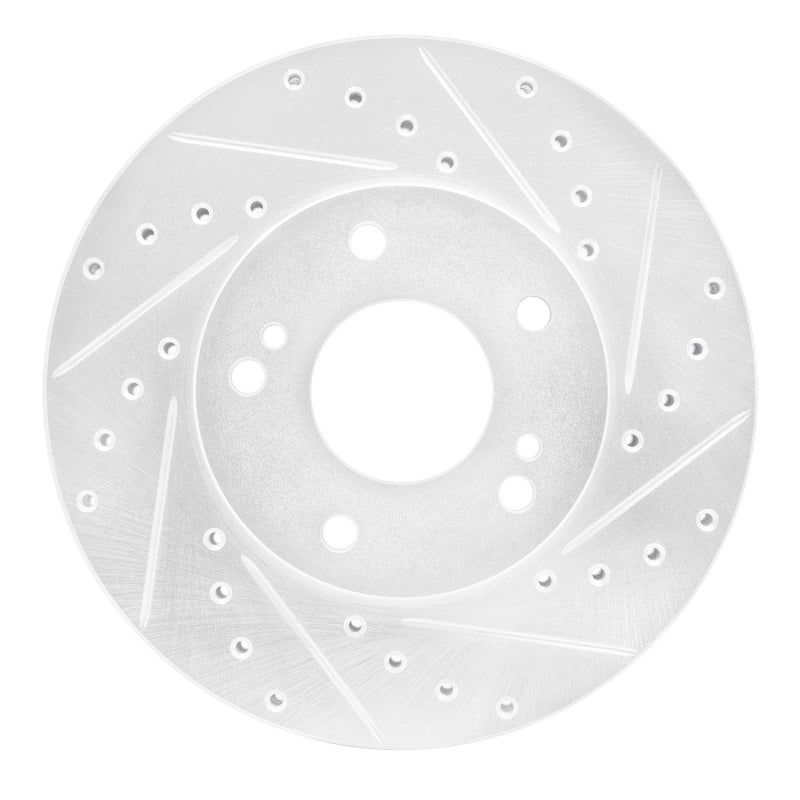 R1 Concepts R1 87-89 Nissan 300ZX Turbo Front Right Drilled & Slotted Silver Brake Rotor