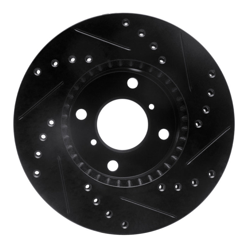 R1 Concepts R1 99-07 Suzuki Aerio Front Left Drilled & Slotted Black Brake Rotor
