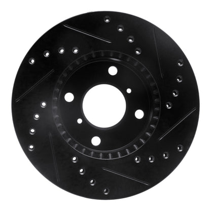 R1 Concepts R1 99-07 Suzuki Aerio Front Left Drilled & Slotted Black Brake Rotor