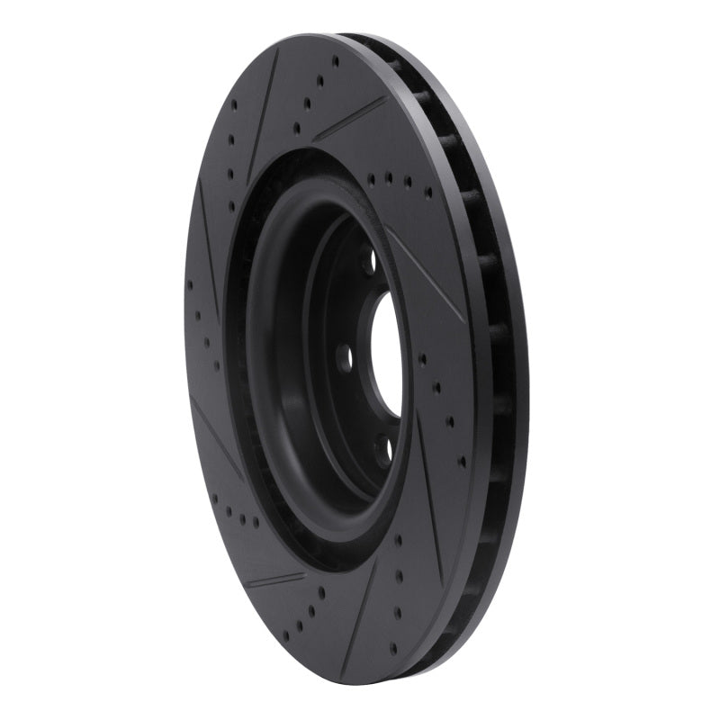 R1 Concepts R1 05-23 Chrysler 300 Front Right Drilled & Slotted Black Brake Rotor