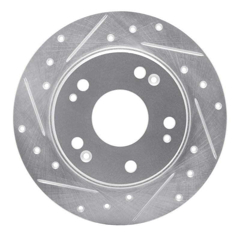 R1 Concepts R1 03-08 Acura TSX Rear Left Drilled & Slotted Silver Brake Rotor