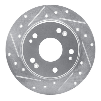 R1 Concepts R1 03-08 Acura TSX Rear Left Drilled & Slotted Silver Brake Rotor