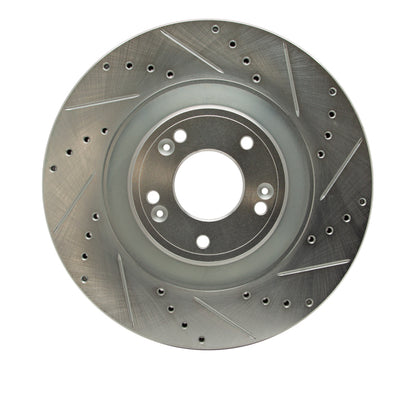 R1 Concepts R1 11-17 Genesis G80 Front Right Drilled & Slotted Silver Brake Rotor