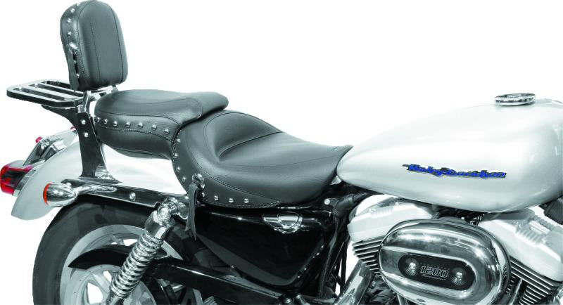 Mustang Motorcycle Mustang 04-21 Harley Sportster Wide Touring 1PC Seat w/Studs- Black