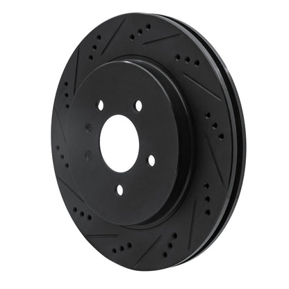 R1 Concepts R1 05-11 Cadillac STS Rear Left Drilled & Slotted Black Brake Rotor