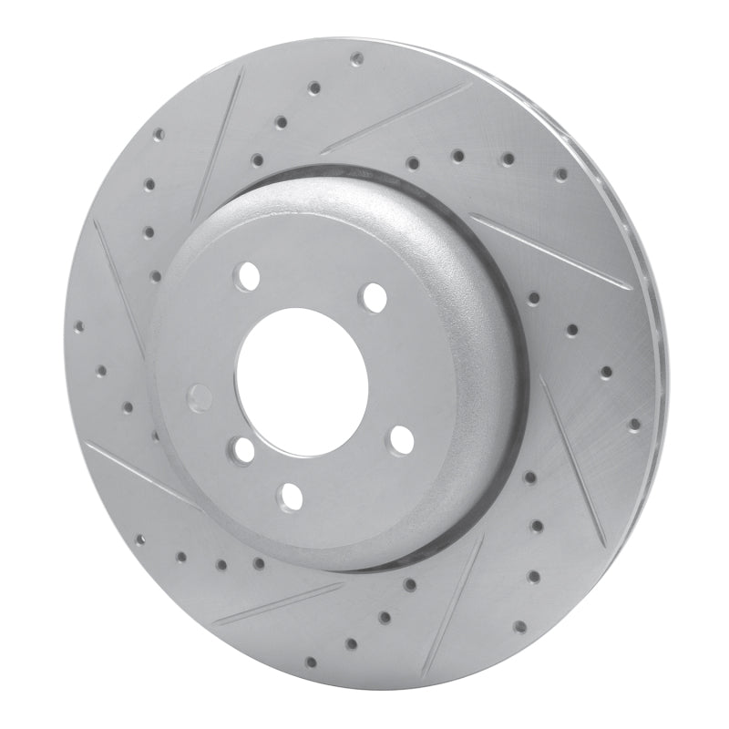 R1 Concepts R1 04-10 BMW 545I Rear Left Drilled & Slotted Silver Brake Rotor