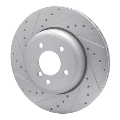 R1 Concepts R1 04-10 BMW 545I Rear Left Drilled & Slotted Silver Brake Rotor