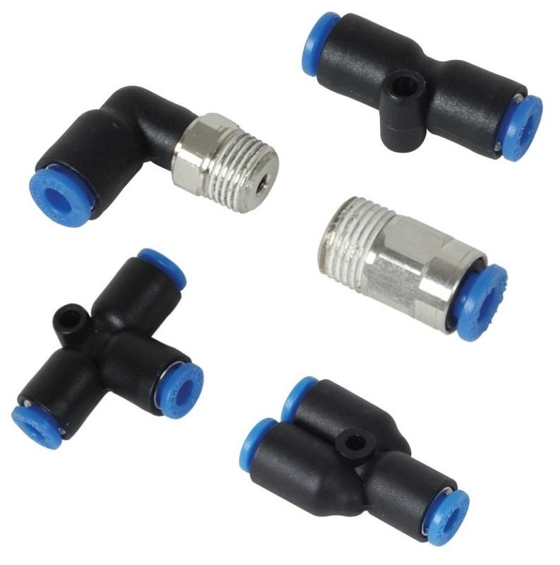 Vibrant Male Elbow Pneumatic Vacuum Fitting (3/8in NPT Thread) - for use with 1/4in (6mm) OD tubing