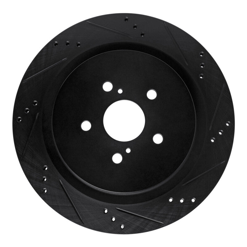 R1 Concepts R1 16-22 Lexus RX350 Rear Right Drilled & Slotted Black Brake Rotor