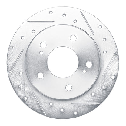 R1 Concepts R1 94-98 Nissan 240SX Rear Right Drilled & Slotted Silver Brake Rotor