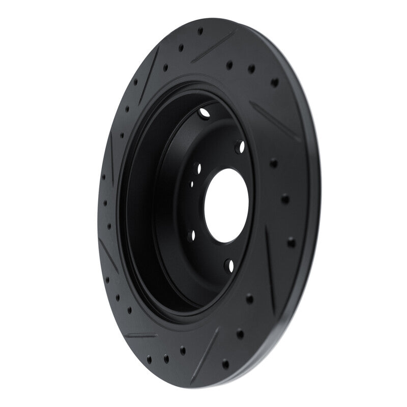 R1 Concepts R1 09-20 Genesis G80 Rear Right Drilled & Slotted Black Brake Rotor