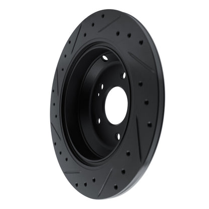 R1 Concepts R1 09-20 Genesis G80 Rear Right Drilled & Slotted Black Brake Rotor