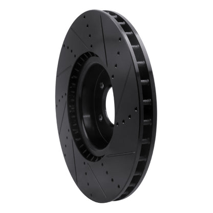 R1 Concepts R1 2010-2017 Land Rover Range Rover Front Left Drilled & Slotted Black Brake Rotor