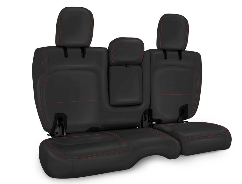 PRP Seats PRP 2018+ Jeep Wrangler JLU/4 Door Rear Bench Cover w/ Leather Interior - Black w/ Red Stitching