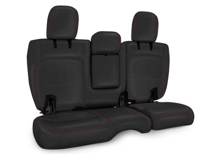 PRP Seats PRP 2018+ Jeep Wrangler JLU/4 Door Rear Bench Cover w/ Leather Interior - Black w/ Red Stitching