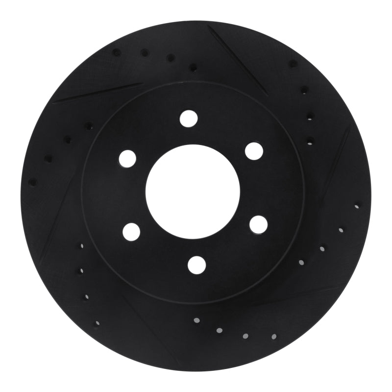 R1 Concepts R1 91-96 Dodge Dakota 4WD Front Right Drilled & Slotted Black Brake Rotor