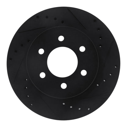 R1 Concepts R1 91-96 Dodge Dakota 4WD Front Right Drilled & Slotted Black Brake Rotor