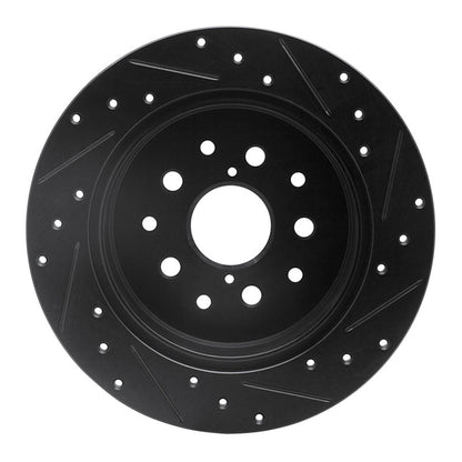 R1 Concepts R1 98-10 Lexus GS430 Rear Left Drilled & Slotted Black Brake Rotor