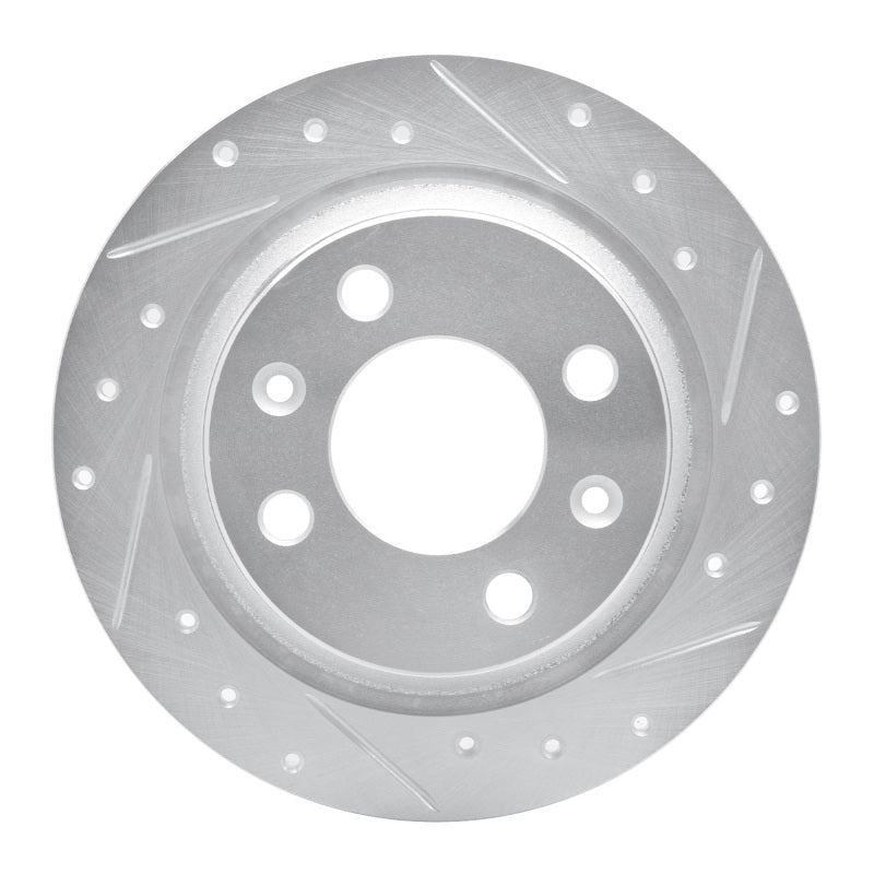 R1 Concepts R1 86-98 Saab 9000 Rear Right Drilled & Slotted Silver Brake Rotor