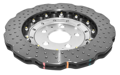 DBA 2014+ Audi RS Q3 Front 5000 Series Cross Drilled & Dimpled Rotor w/Clear Anodized Hat