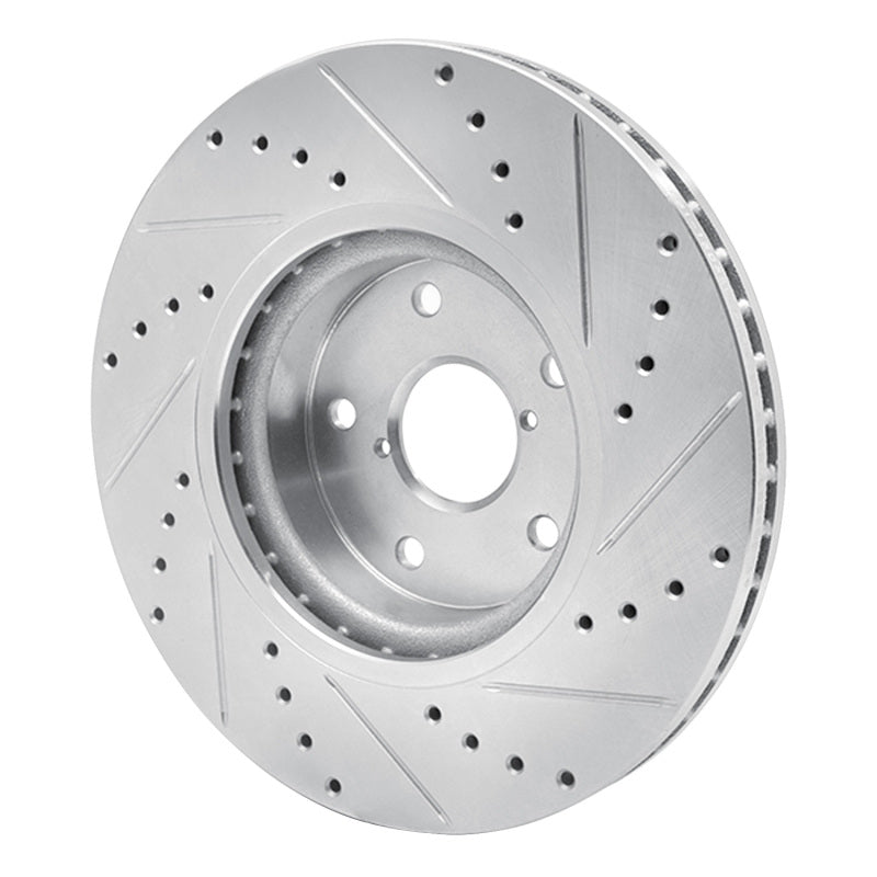 R1 Concepts R1 06-21 Subaru Legacy Front Left Drilled & Slotted Silver Brake Rotor