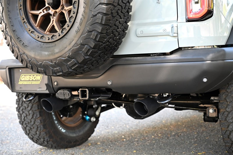Gibson 2021+ Ford Bronco 4-DR 2.7L 4WD 2.5in Black Elite Cat-Back Dual Split Exhaust - Stainless