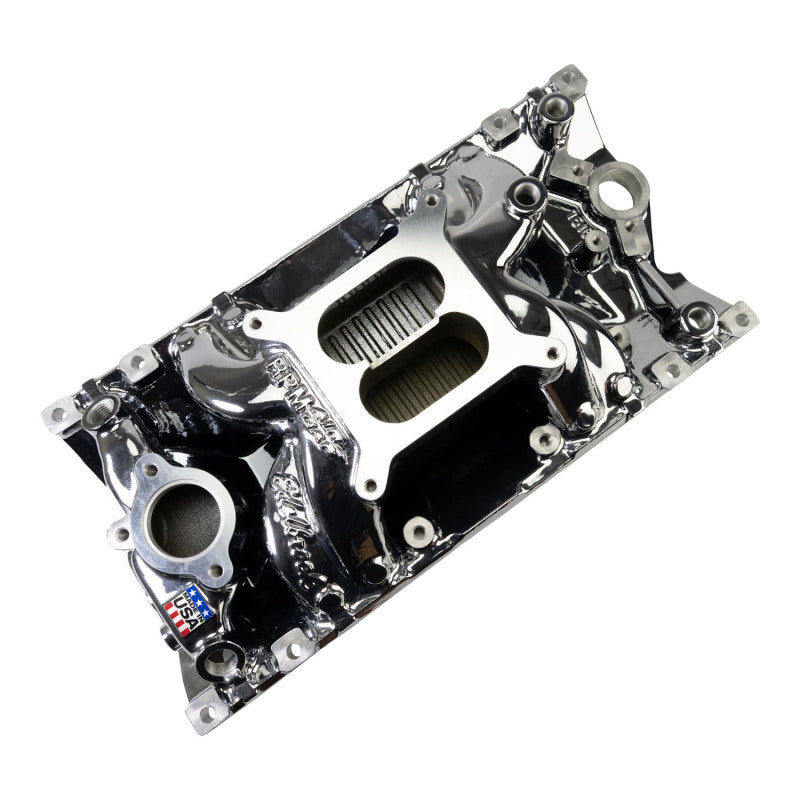 Edelbrock RPM Air-Gap Manifold for Small-Block Chevy Vortec - Chrome Plasma