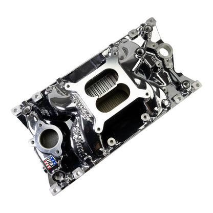 Edelbrock RPM Air-Gap Manifold for Small-Block Chevy Vortec - Chrome Plasma