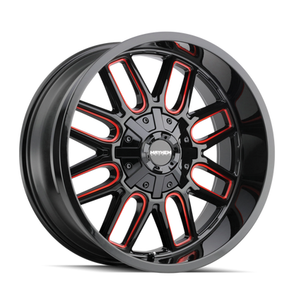 Mayhem 8107 Cogent 22x10 / 8x170 BP / -19mm Offset / 125.2mm Hub Gloss Black Milled Prism Red Wheel