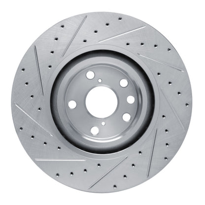 R1 Concepts R1 11-25 Lexus GS450H Right Front Drilled & Slotted Silver Brake Rotor