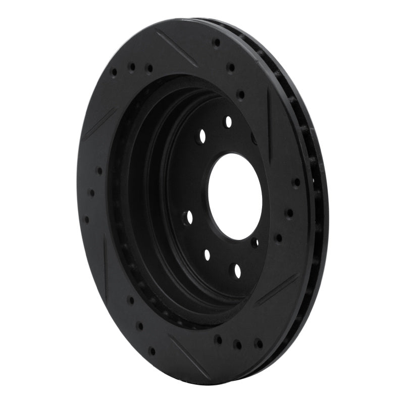 R1 Concepts R1 86-91 Mazda RX-7 Rear Left Drilled & Slotted Black Brake Rotor