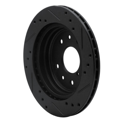 R1 Concepts R1 86-91 Mazda RX-7 Rear Left Drilled & Slotted Black Brake Rotor