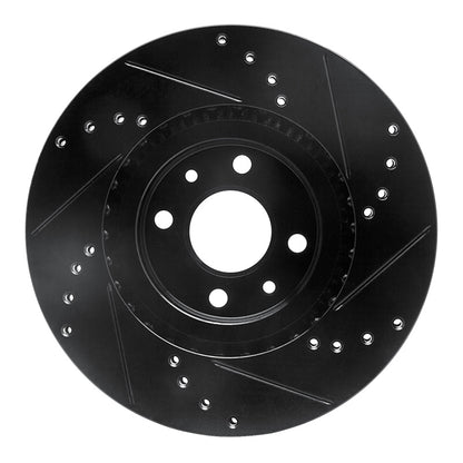 R1 Concepts R1 2012-2019 Fiat 500E Front Left Drilled & Slotted Black Brake Rotor