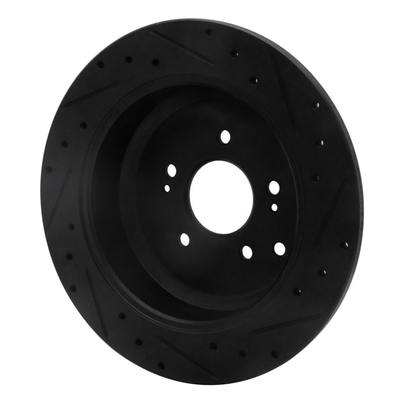 R1 Concepts R1 07-12 Hyundai Veracruz Rear Left Drilled & Slotted Black Brake Rotor